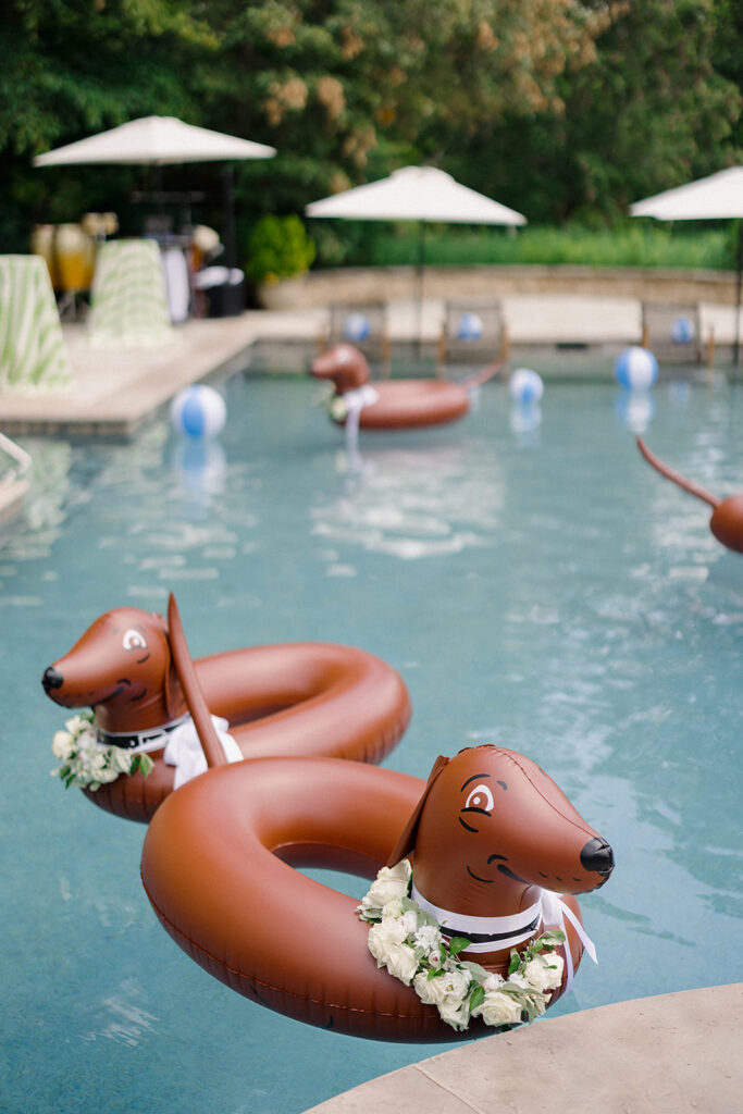pool party celebration during Blackberry Farm wedding weekend