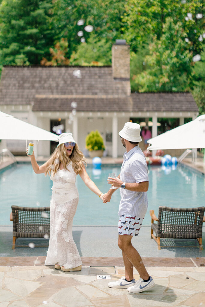 pool party celebration during Blackberry Farm wedding weekend