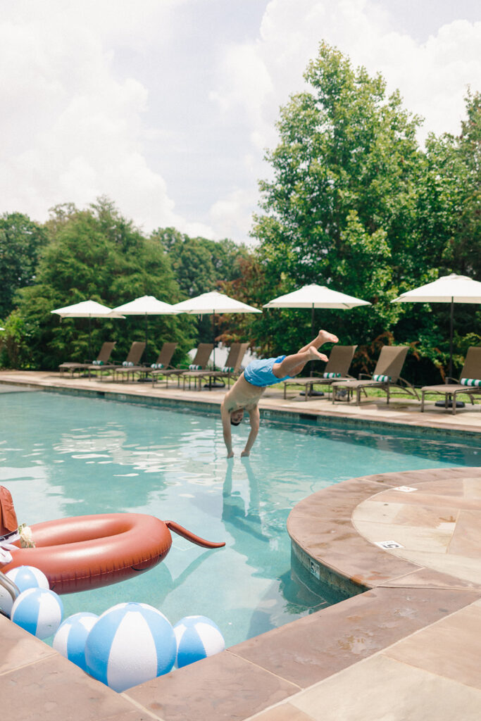 pool party celebration during Blackberry Farm wedding weekend