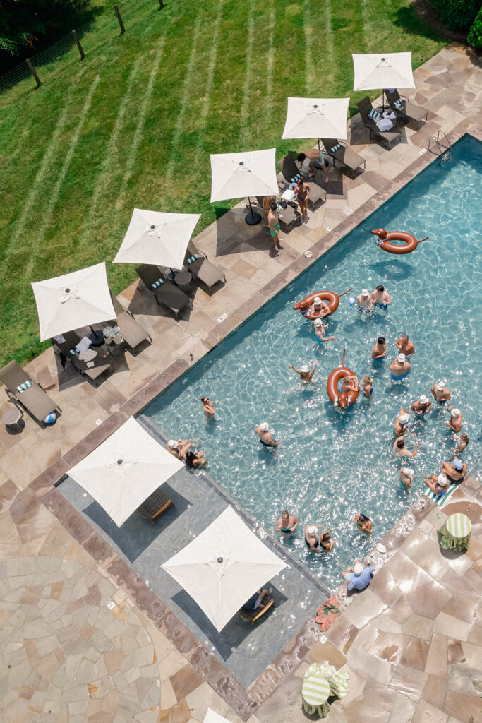 pool party celebration during Blackberry Farm wedding weekend