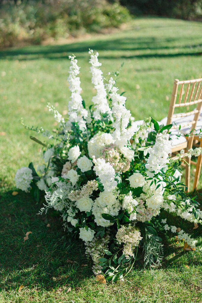 Catherine and Taylor’s fall wedding ceremony at the Inn at Perry Cabin in St. Michaels Maryland overlooking the Chesapeake Bay