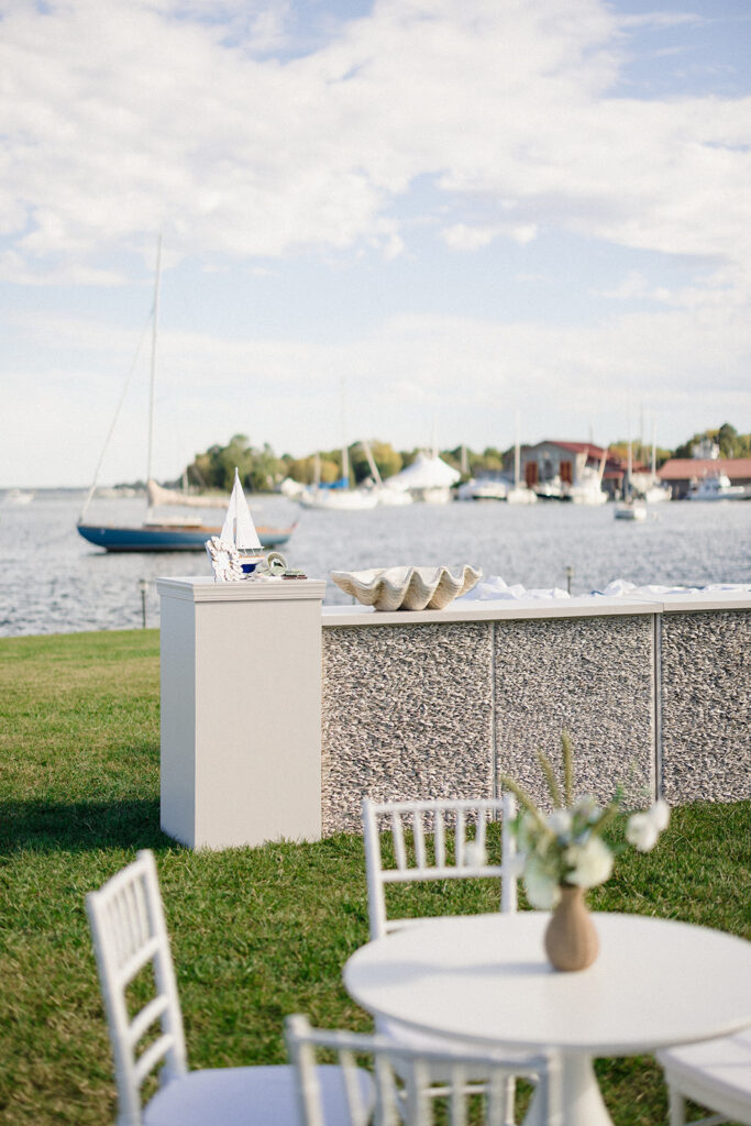 Sailcloth tent wedding reception at the Inn at Perry Cabin in St. Michael's, Maryland, overlooking the Chesapeake Bay during Catherine and Taylor's fall wedding.