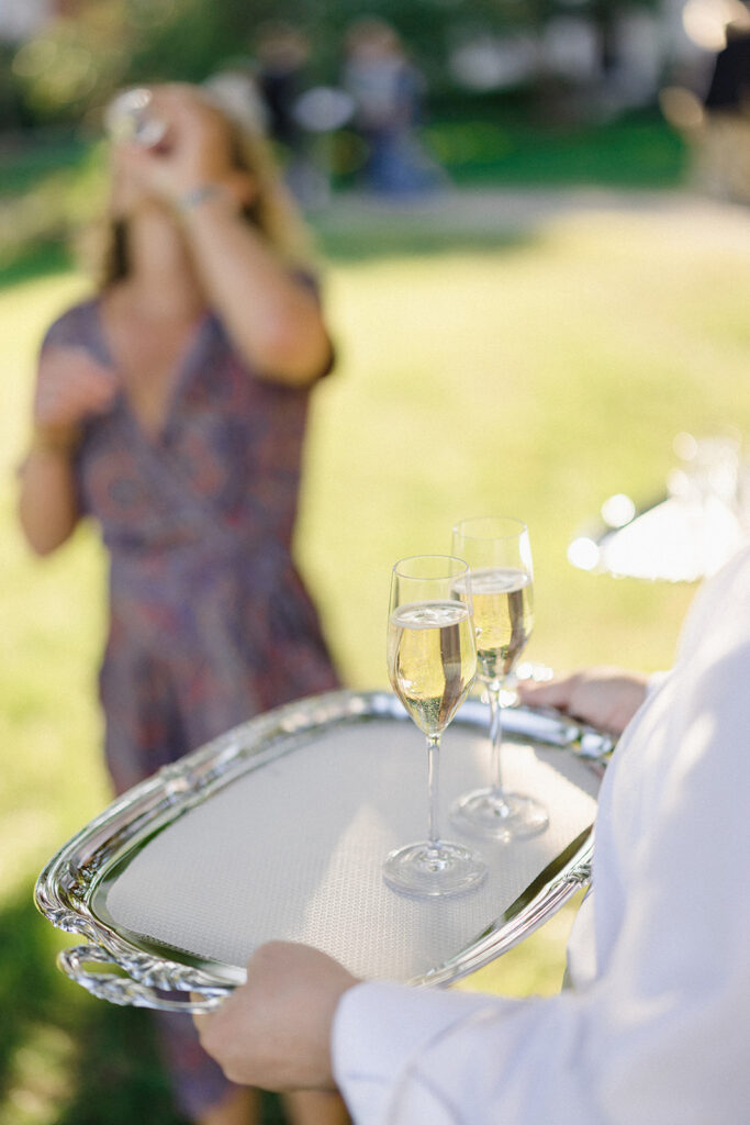 Catherine and Taylor’s fall wedding ceremony at the Inn at Perry Cabin in St. Michaels Maryland overlooking the Chesapeake Bay