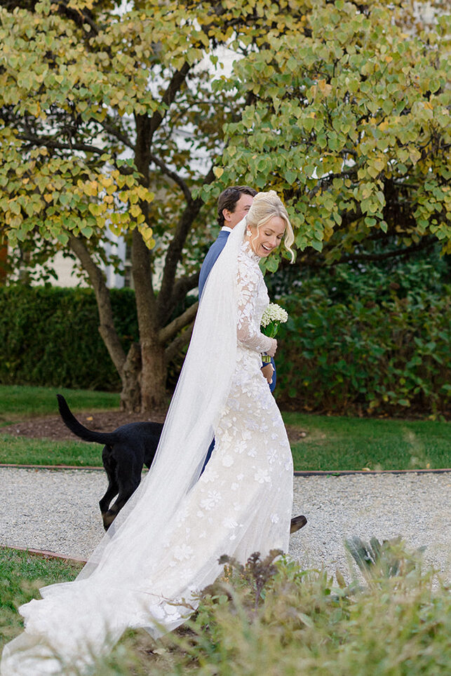 Catherine and Taylor’s fall wedding ceremony at the Inn at Perry Cabin in St. Michaels Maryland overlooking the Chesapeake Bay