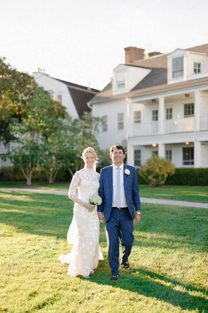 Catherine and Taylor’s fall wedding ceremony at the Inn at Perry Cabin in St. Michaels Maryland overlooking the Chesapeake Bay