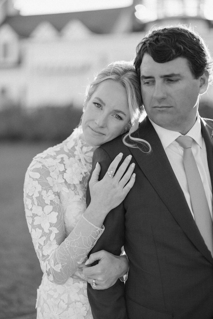 Catherine and Taylor’s fall wedding ceremony at the Inn at Perry Cabin in St. Michaels Maryland overlooking the Chesapeake Bay