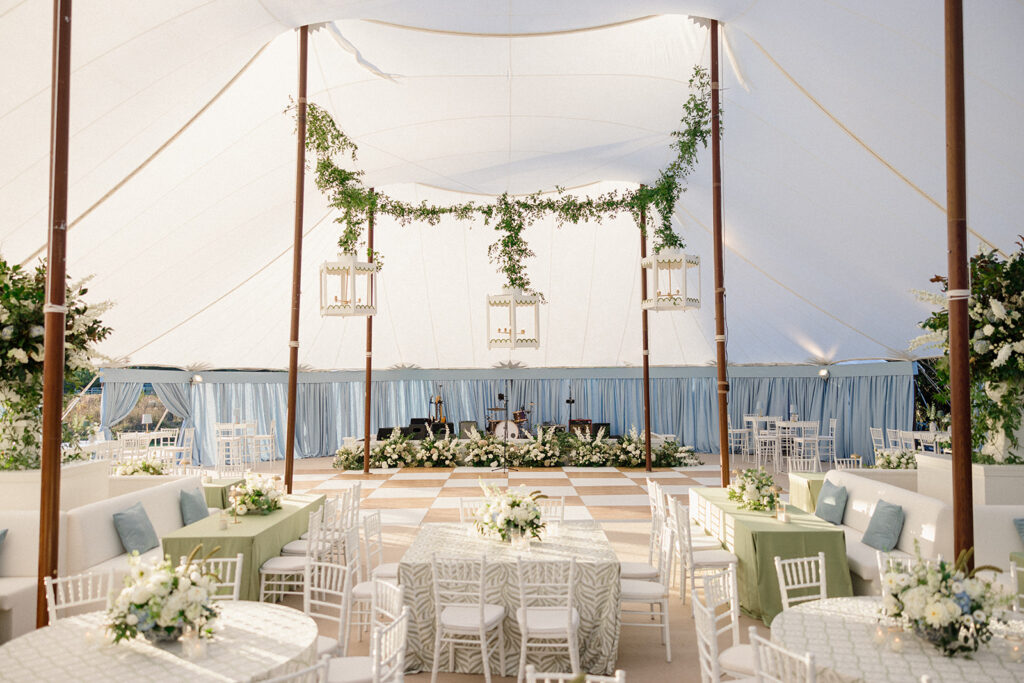 Sailcloth tent wedding reception at the Inn at Perry Cabin in St. Michael's, Maryland, overlooking the Chesapeake Bay during Catherine and Taylor's fall wedding.