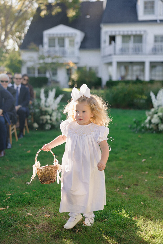 Catherine and Taylor’s fall wedding ceremony at the Inn at Perry Cabin in St. Michaels Maryland overlooking the Chesapeake Bay